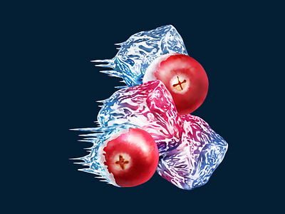Stimorol • Cranberry Ice • Illustration for packaging chewing gum cranberry digital illustration digital painting drawing food ice illustration package packaging