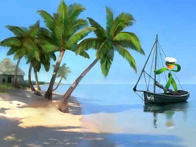 Wild Apricot • Calendar • Around the World • Fiji beach digital illustration digital painting drawing fiji illustration palm sand sea