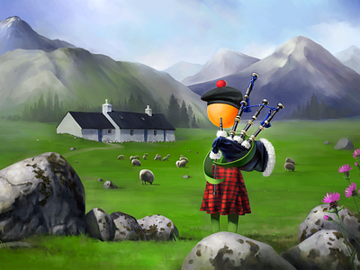 Wild Apricot • Calendar • Around the World • Scotland digital illustration digital painting drawing illustration scotland