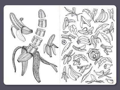 Banana • Sketchbook banana blackandwhite dotwork illustration ink lineart moleskine sketchbook