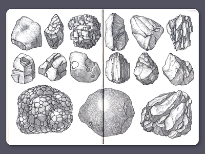 Stones • Sketchbook blackandwhite dotwork drawing illustration ink lineart moleskine sketchbook stones