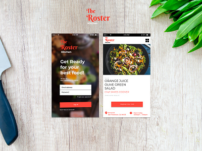 The Roster Kitchen app branding food illustration interface logo minimal mobile mobile design mobile ui product typography ui ui design ux