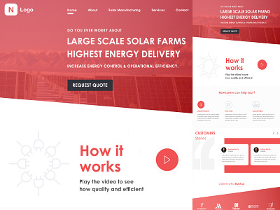 Solar Website clean flat homepage homepage icons landing page layout ui ux website