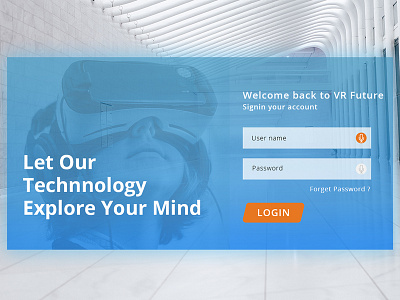 VR Future Login Page ar augmented concept landing page login responsive ui user interface ux virtual reality visual design vr