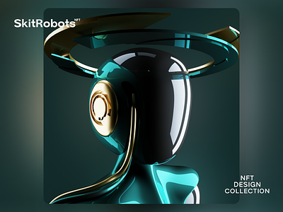 SkitRobots x Friday 3d art car paint clean design green halo nft nft art robot shiny