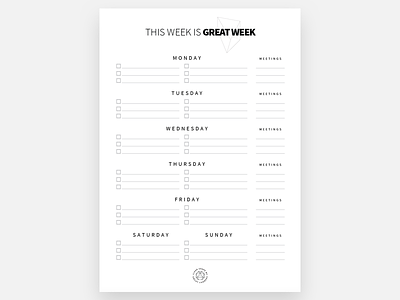This week is Great week! clean design freebie list manager paper print reminders task template to-do todo