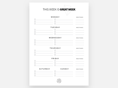 This week is Great week! clean design freebie list manager paper print reminders task template to do todo