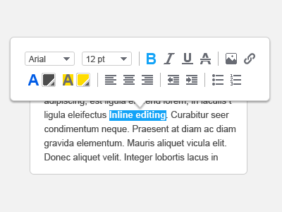 Inline Editor carousel clean color control cool design dropdown edit editor gui icon icons inline editor interactive ios menu minimal module simple test text editor tool tools ui ux web white widget window