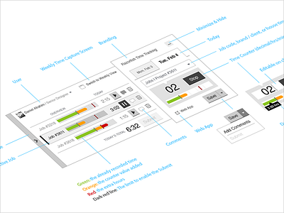 Time Tracking Widget | App UX Design app design daniel afrahim desktop ios ios app time tracking ui design ux design widget windows app wireframe