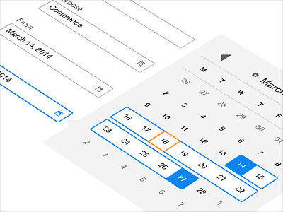 Calendar Widget - Date Range - iOS App android app calendar daniel afrahim date interaction design interface ios ui design ux design widget windows