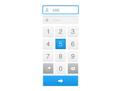 Login Screen for POS system app design blue button buttons clean clear all dcreen erase fields grey input interface login minimal mobile number number pad numbers password pos pos system send system ui ui design user user interface user name ux white