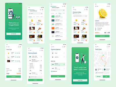 VeggieMate - Mobile Grocery Delivery App UI branding design ui website