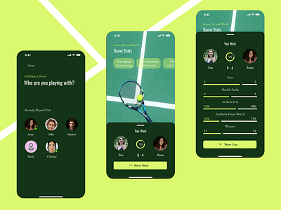 Tennis Stats App UI app design ui