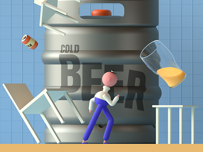 The walk to the pub 3d beer characterdesign cinema4d design illustration