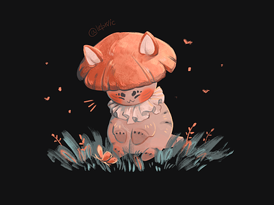 Cat-mushroom art cat character character design characters color didgital didgitalart illustraion illustration mushroom nature palette