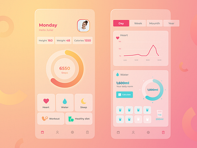 Glass Health and Fitness App by Julia on Dribbble