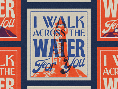 I walk across the water for you design illustration poster texture the black keys typography