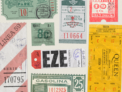 Tickets design illustration texture tickets typography vintage