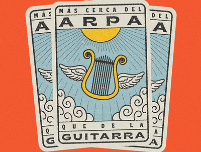 Mas cerca del arpa que de la guitarra argentina design frases illustration phrases texture typography vintage
