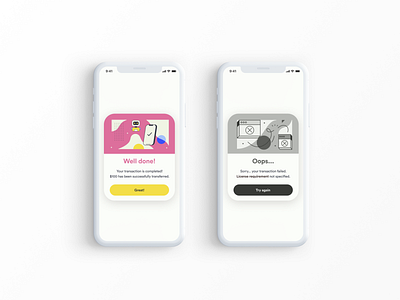 Daily UI #011 - Flash Message app dailyui design error flashmessage illustration oops succeed ui ux welldone