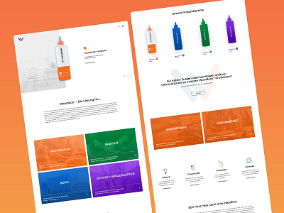 Woodlock Website bottle branding colors gradient orange startpage website white glue wood glue