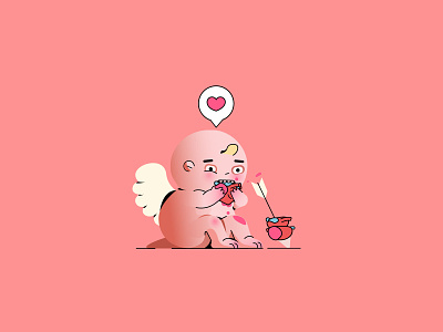 Stupid Cupid angel cupid heart hearts illustraion illustration love pink valentine valentines day vector