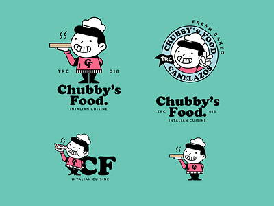 Chubby's Food branding chef cinnamon design green icon illustration italian italian food logo pizza vector