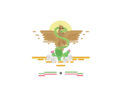México's Independence Day eagle illustration mexico nopal skull snake vector