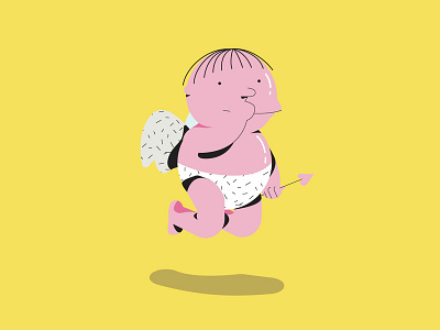 I choo-choo choose you! cupid illustration pink valentine day vector yellow