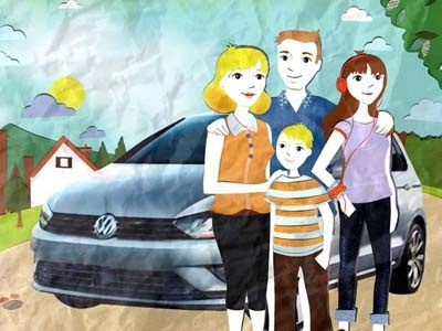 Volkswagen Facebook Family advertising car collage dad facebook family illustration kids mum teenager volkswagen