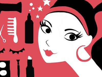 Beauty Shop Shutter Design beauty comb drawing eyelashes hair hairdryer illustration lady lipstick make up