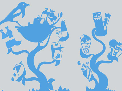 Sweet Shop Shutter Design bird drink drinks food ice cream illustration magpie photoshop shutter silhouette sweets trees