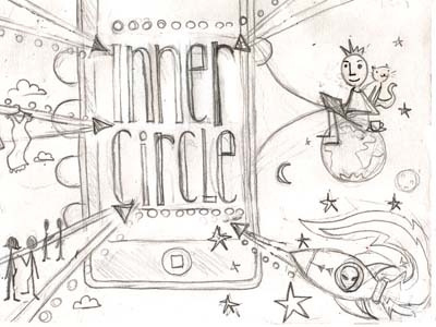 Inner Circle Magazine Sketch alien business cat globe hand illustration iphone rocket sketch space stars technology