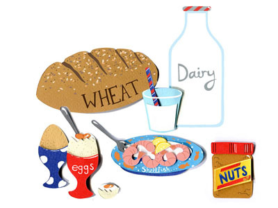 Allergies Illustration allergies bread collage editorial eggs food illustration magazine milk parenting peanut butter
