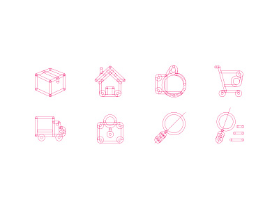Icon redesign structure app e commerce icon set icons in process outline structure ui