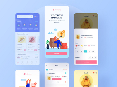 Siadagang Mobile UI Kit🌟 branding details ecommerce filter home icon illustration ios oboarding product source ux