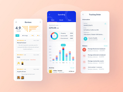 Siadagang Mobile UI Kit🌟 branding ecommerce icon illustration ios product ratings revenue shipping source statistic ux