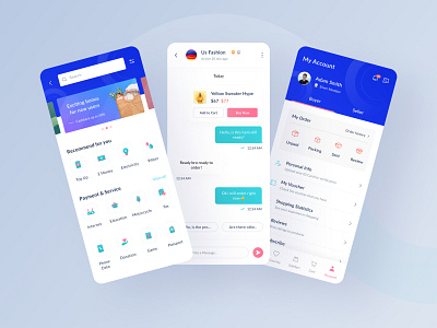 Siadagang Mobile UI Kit🌟 branding chat ecommerce icon illustration ios menu product profile service source ux