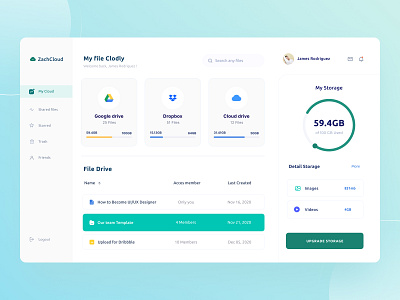 File Management Dashboard branding buy clean dasbhboard data desktop dowlonad ecommerce folder free green icon illustration kit mobile product design profile source ui ux