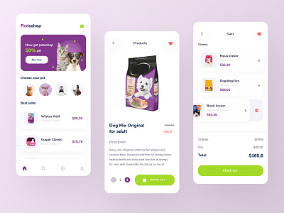 Pet Shop Mobile App UI android app branding buy care cart cat design dog download food ios kit mobile pet product shop ui