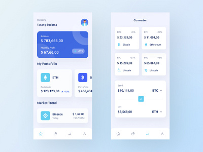 Cryptocurrency Wallet Mobile App UI