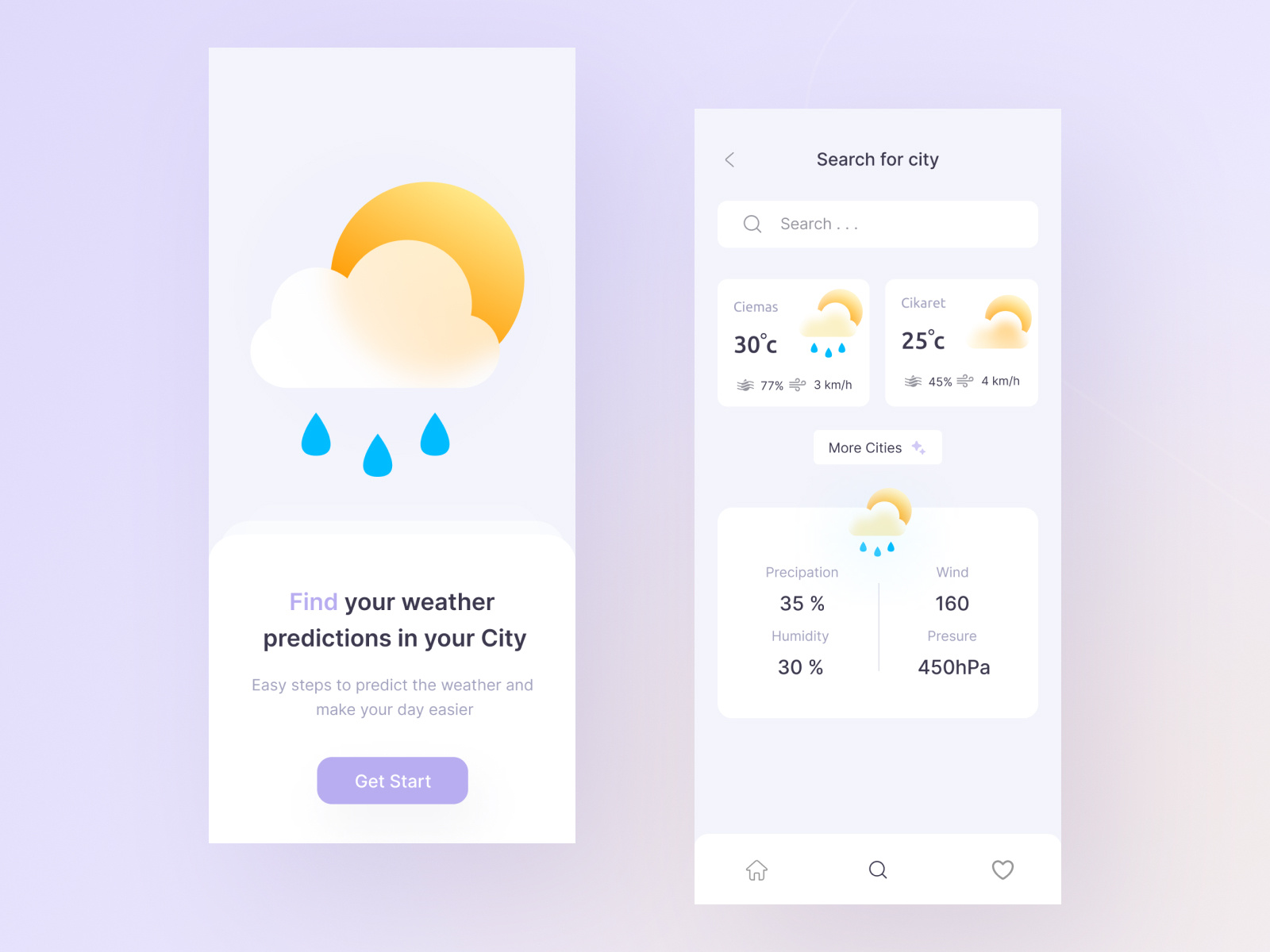 Weather Mobile App UI by Dimo.ui on Dribbble