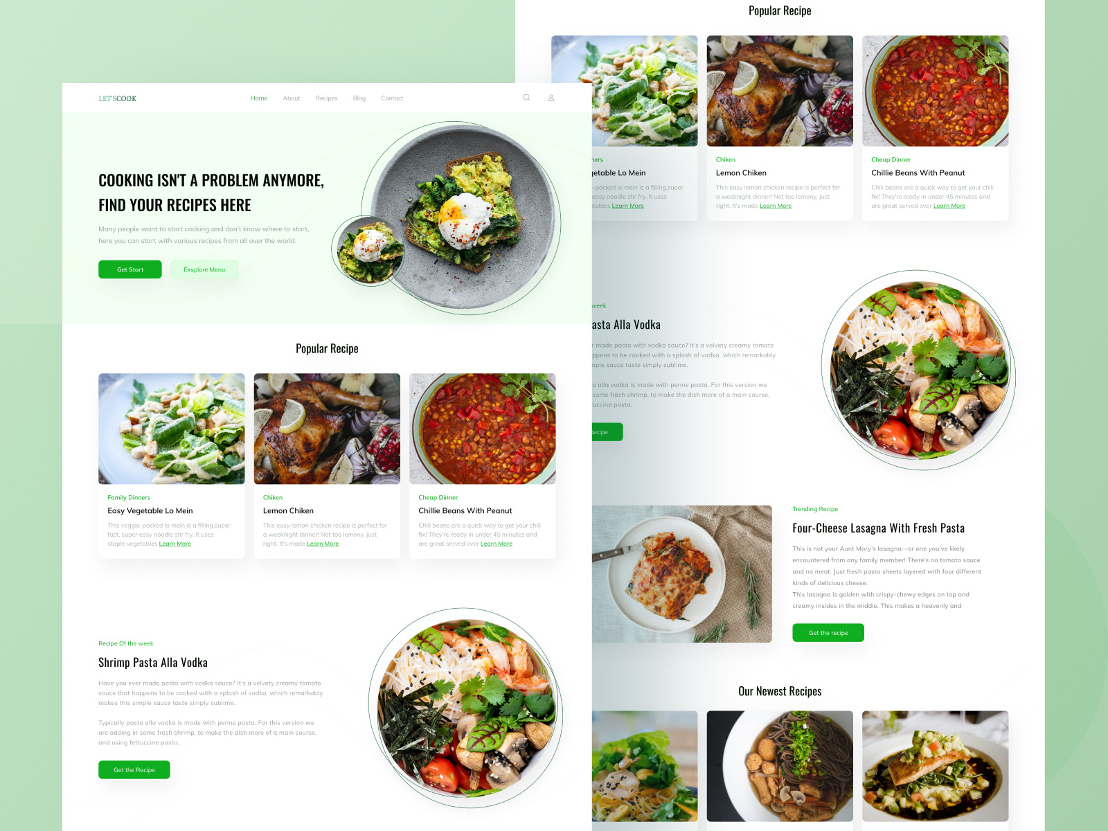 Food Blog Recipe Landing Page UI by Dimo.ui on Dribbble