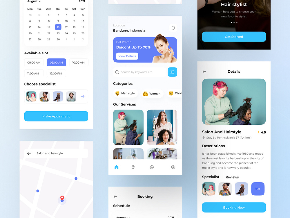 Barber and Hair Stylist Mobile App UI by Dimo.ui on Dribbble