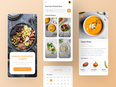 Meal Plan Mobile App UI app buy design diet download food kit meal mobile plan product recipe recipes ui website