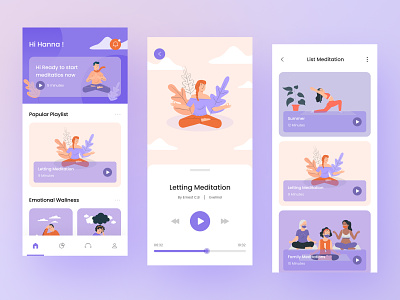 Meditation Mobile App app buy calm design download illustration kit meditate meditation mobile music product ui