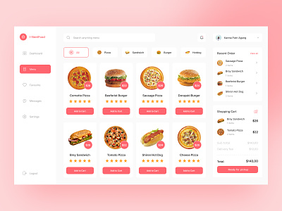 Food Delivery Dashboard UI buy dashboard design download eat food kit meal menu order product restaurant ui website
