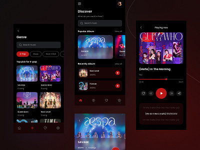 Music Player Mobile App UI app application buy dark design download kit lyrics mobile mobile app mode music player product sing ui website
