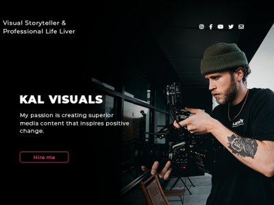 Landing page about KAL VISUALS filmmaker landing landing page optimism photographer ui ux design