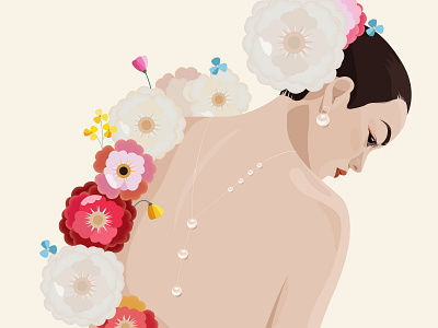 Flowers and girls girl illustration ui